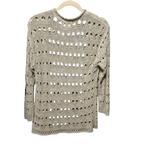 Debbie Morgan Women Boho Crochet Cardigan Sweater L‎ Beige Cottagecore Festival - Picture 3 of 10